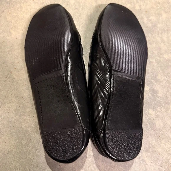 Prada Patent Leather Moccasin Driving Loafers Black Flats Gold Logo Designer 6.5 - Picture 7 of 9